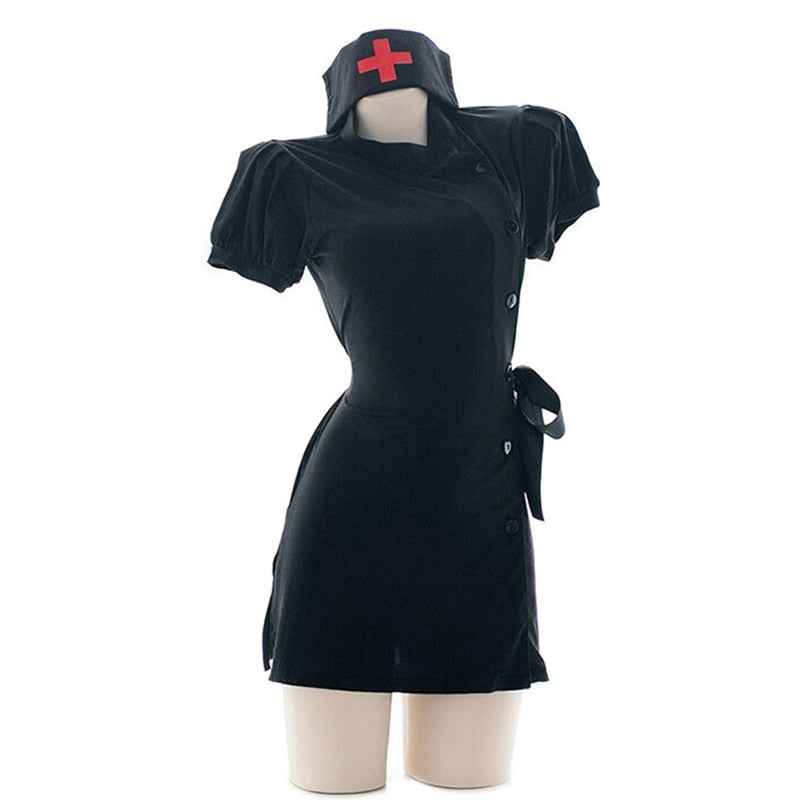 Free Shipping For Black Sexy Nurse Costume