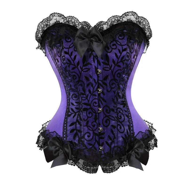 Free Shipping For Fashionable Lace Bow Corset Bustier - Brocade Lingerie Shapewear (XS-6XL)