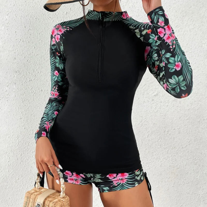 SunSplash Long Sleeve Swim Set - Stylish Sporty Tankini (S-XL)