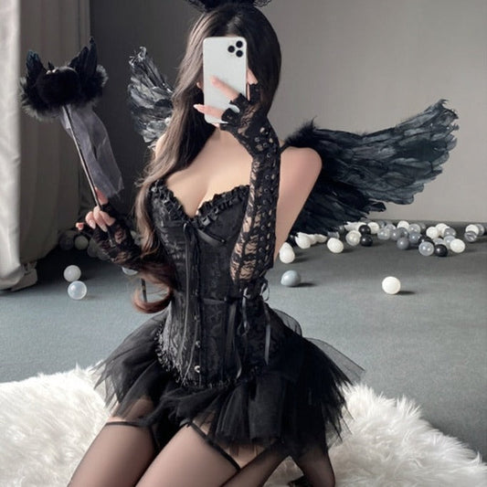 Free Shipping For Sexy Black Angel Costume