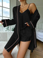 Free Shipping For Satin Dream Pajama Set - Robe, Cami Top, and Shorts Ensemble (S-XL)