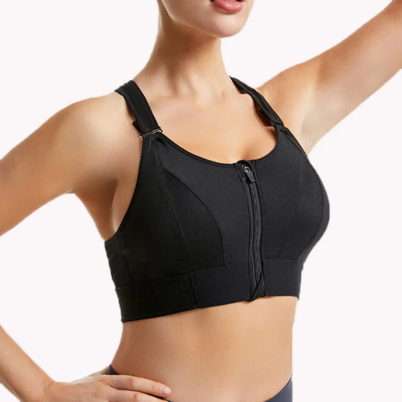 Free Shipping For Front Zippered Sports Bra for Women - High Strength Shockproof Running Vest (S-5XL)