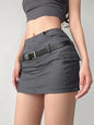 Free Shipping For 'Safe Ride' Techwear Grey Buckle Mini Skirt