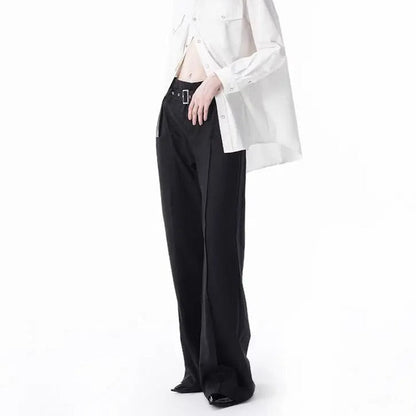 Free Shipping For 'No Clue' Buckle Belt Wide-Leg Pants