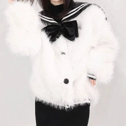 Free Shipping For 'Sailor Moon' Sailor Collar Kawaii Fluffy Coat