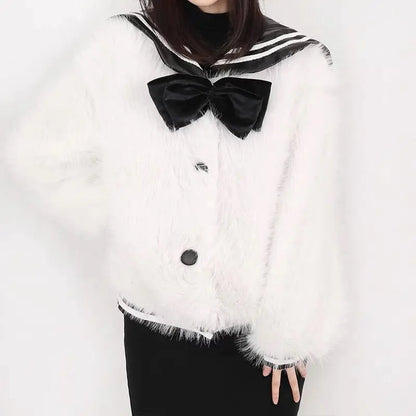 Free Shipping For 'Sailor Moon' Sailor Collar Kawaii Fluffy Coat