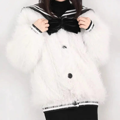 Free Shipping For 'Sailor Moon' Sailor Collar Kawaii Fluffy Coat