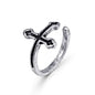 Free Shipping For'Sanity' Vintage Black Cross Open Ring