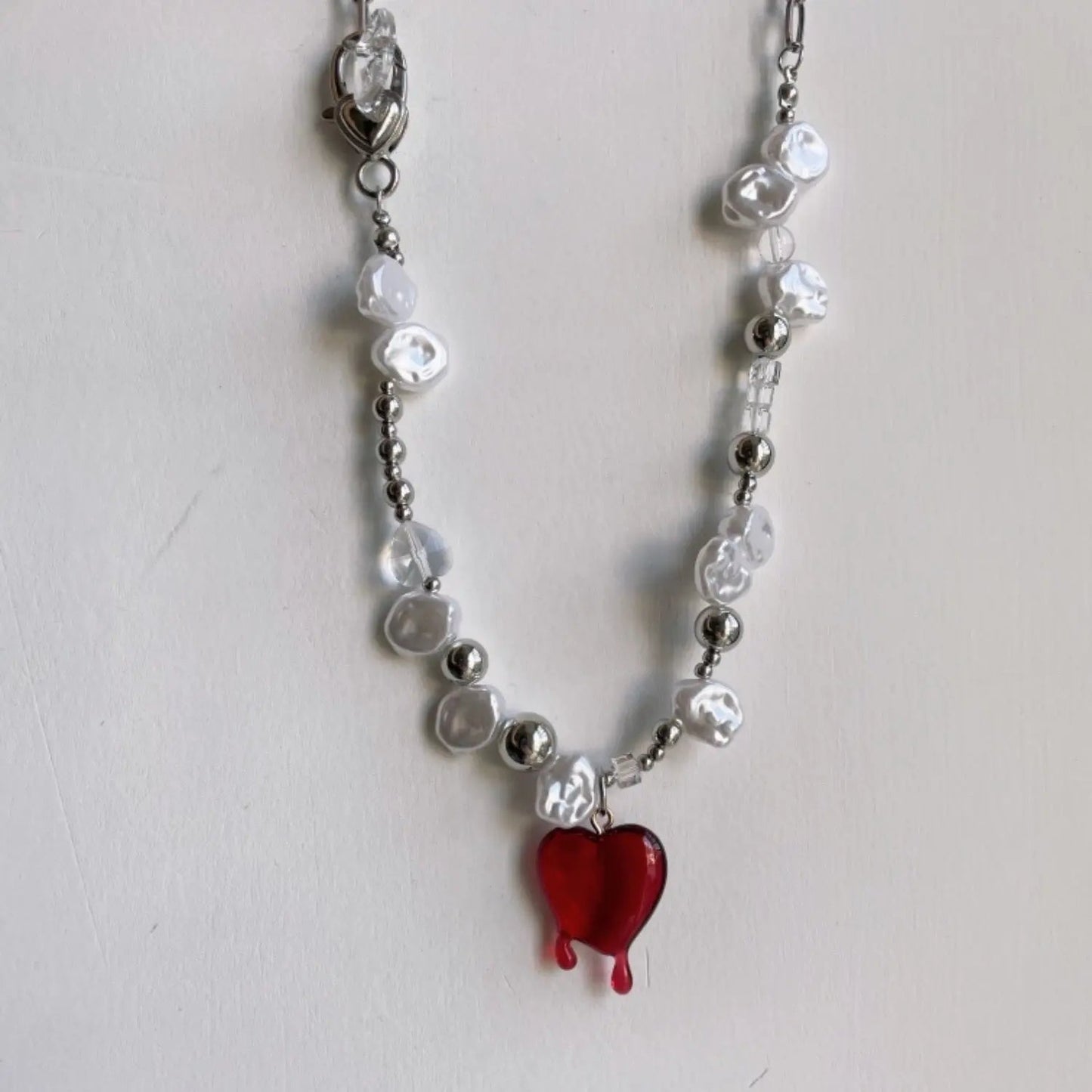 Free Shipping For 'Savior' Cross and Heart Pearl Beads Necklace