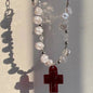 Free Shipping For 'Savior' Cross and Heart Pearl Beads Necklace