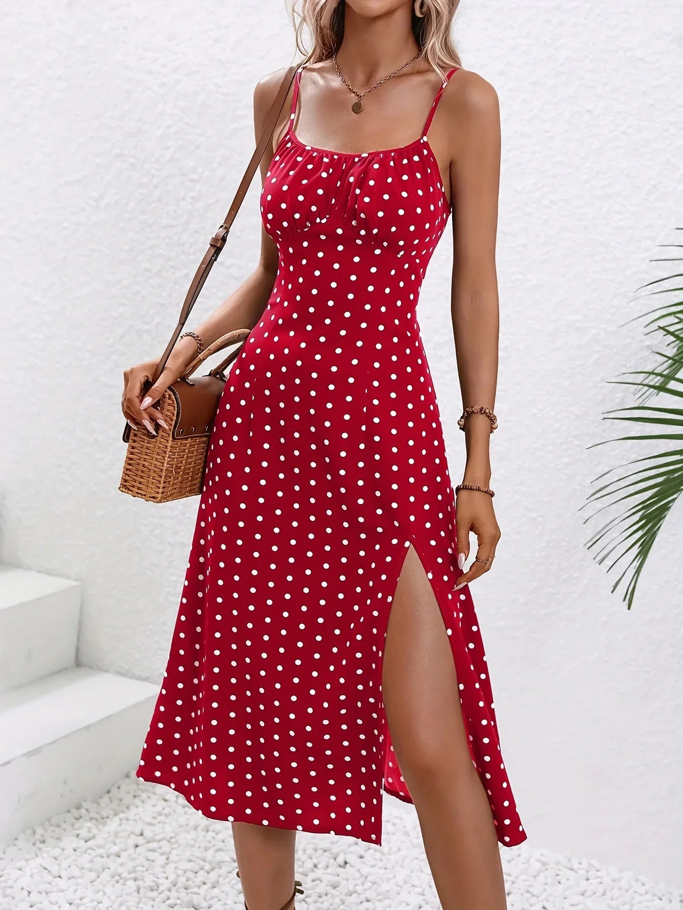 Floral Print Boho Beach Dress – Spaghetti Straps, Square Neck, Backless, Mid-Calf