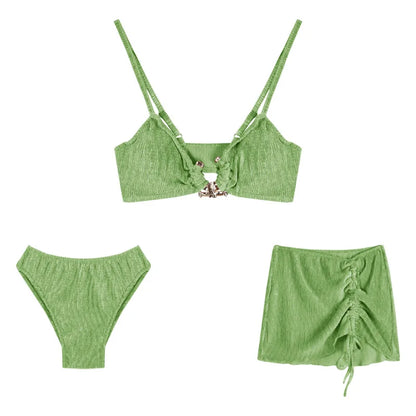 Summer Bikini Set - Holiday Style with Split Swimsuit Cover Skirt (S-XL)