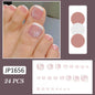 Summer French Toe Nails Set Press On Short Square Acrylic Nail Kits Wearable False Nails Nude Color Fashion Fake Feet Nail Tips