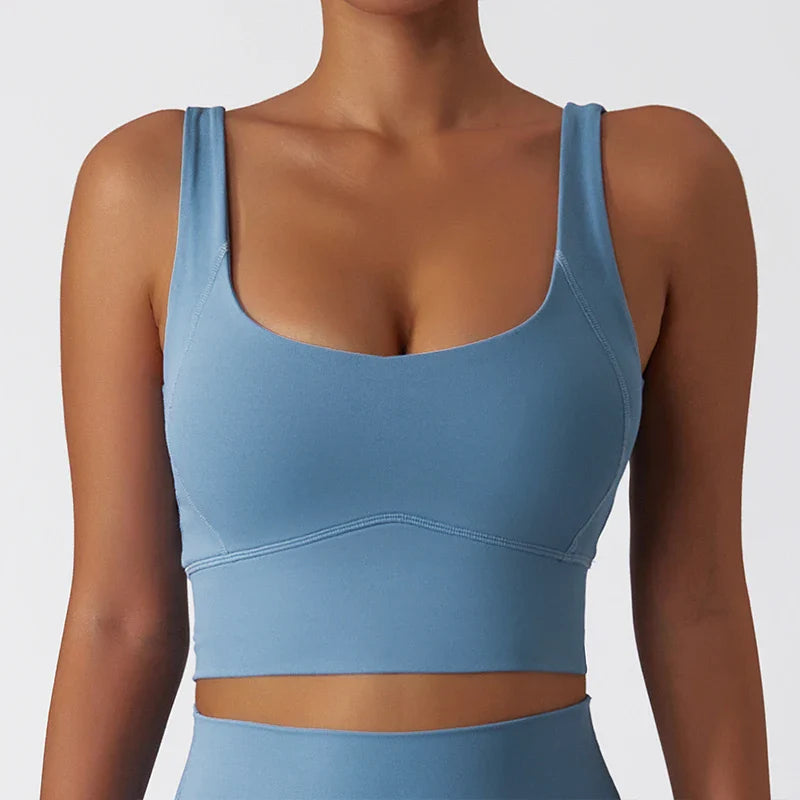 Skin-Friendly Sports Bra with Chest Pad - Comfortable Tank Top ( S-XL )