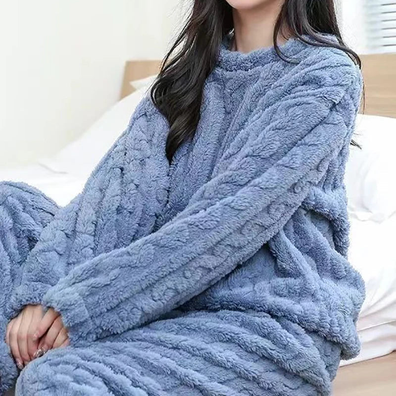 Free Shipping For Cozy Velvet Fleece Pajama Set - Autumn Casual ComFor t