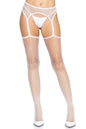 Free Shipping For Scalloped Trimmed Industrial Net With Attached Garter Belt Stockings