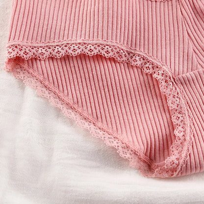 Free Shipping For Low-Rise Cotton Briefs with Lace Detailing - Soft Women's Underpants (M-L)