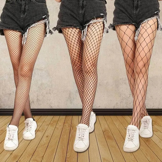 Free Shipping For Long Hollow Out Fishnet Stockings - High-Waist Black Pantyhose