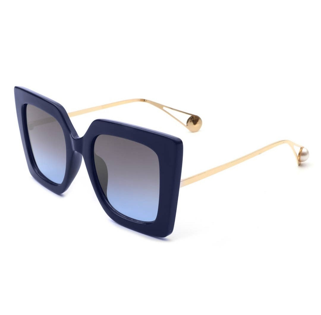 Free Shipping For  Women's Square Oversize Blue Retro Fashion Cat Eye Sunglasses by Cramilo Eyewear