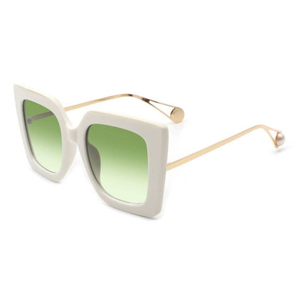 Free Shipping For  Women's Square Oversize White Retro Fashion Cat Eye Sunglasses by Cramilo Eyewear