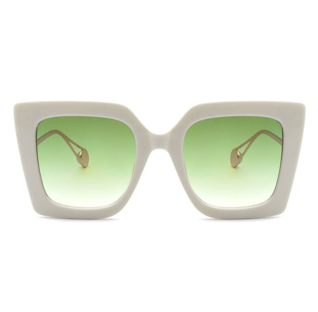 Free Shipping For  Women's Square Oversize White Retro Fashion Cat Eye Sunglasses by Cramilo Eyewear