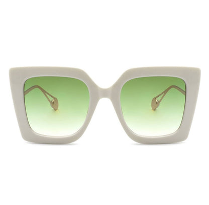 Free Shipping For  Women's Square Oversize White Retro Fashion Cat Eye Sunglasses by Cramilo Eyewear