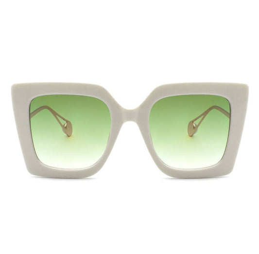 Free Shipping For  Women's Square Oversize White Retro Fashion Cat Eye Sunglasses by Cramilo Eyewear