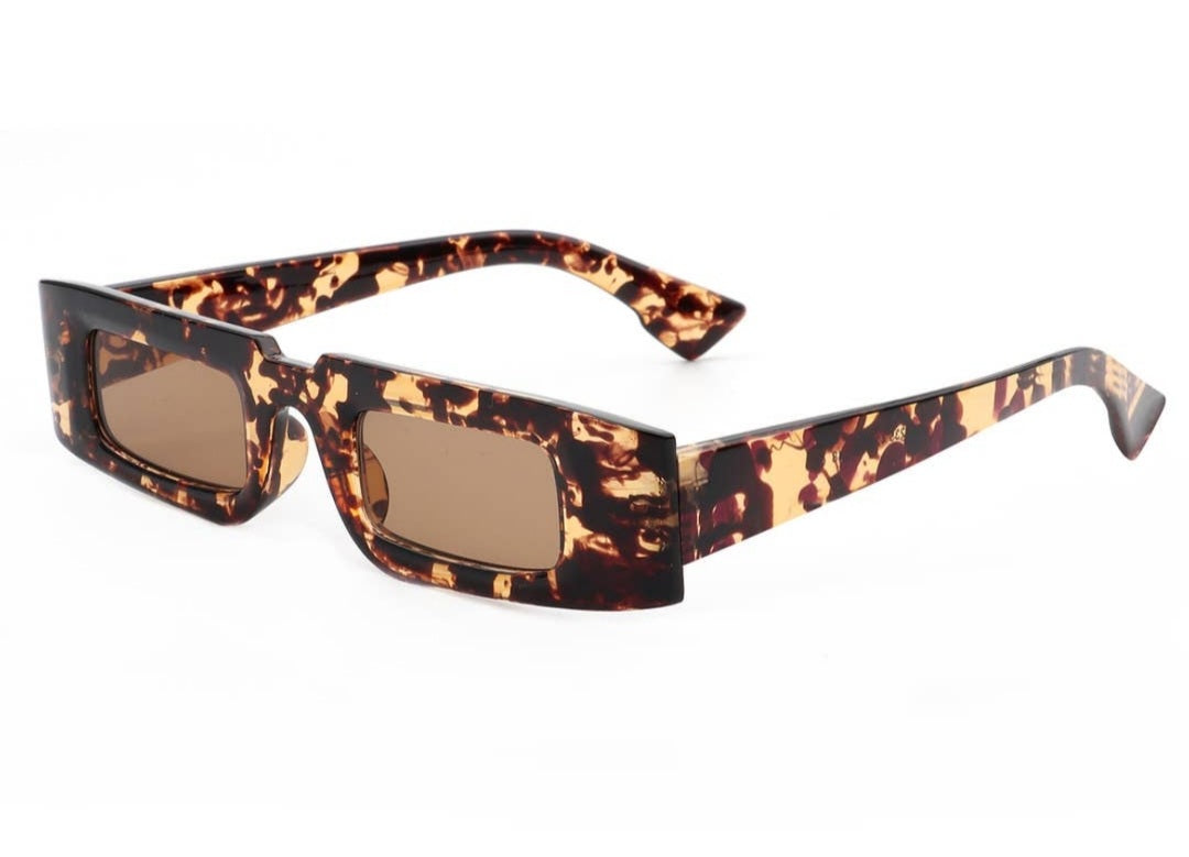 Free Shipping For  Women's Retro Rectangle Slim Vintage Narrow Brown Tortoise Fashion Sunglasses