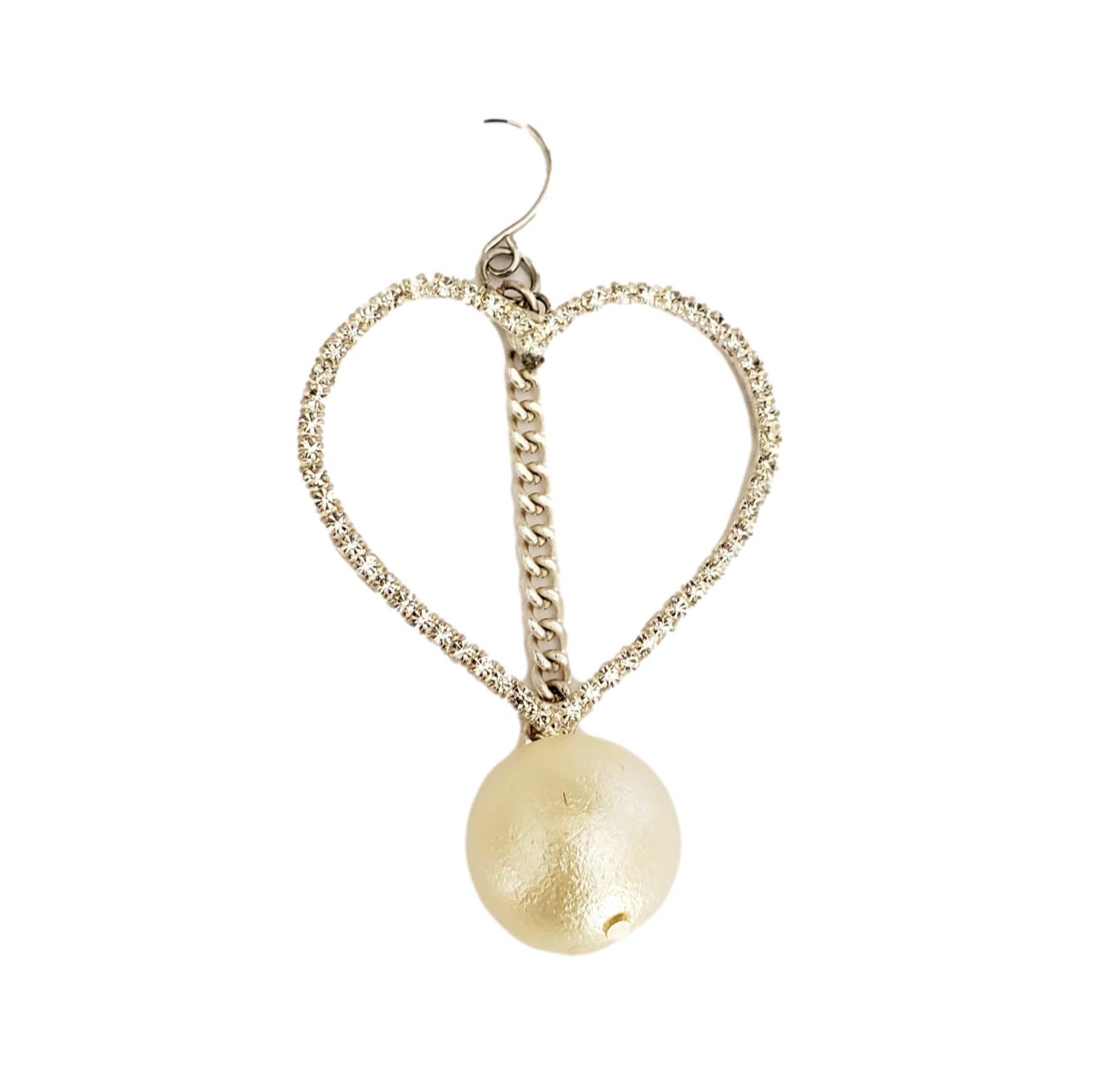 Free Shipping For  Handcrafted Heart Earrings with Pearl Drop