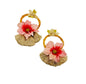 Free Shipping For  Handcrafted Pink Floral & Bamboo Oversized Earrings