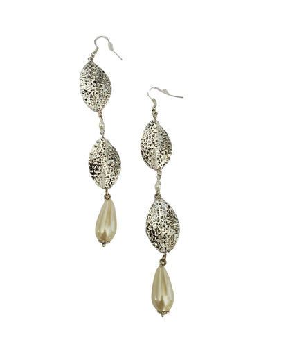 Free Shipping For  Women's Silver tone & Pearl Tear Drop Earrings