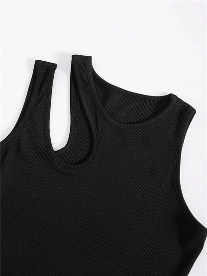 Free Shipping For Sexy Rib-knit Tank Top for Women Summer Solid O-neck Sleeveless Crop Tops Street Vintage Korean Fashion Shirt Vest Clothes