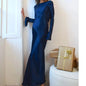 Free shipping for Articat Elegant Christmas Evening Dress Women Long Sleeve Dress Bodycon Max Female Vestidos High Grade Satin Party Club Clothing