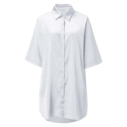 Free Shipping For Solid Color Half Sleeve Nightshirt - Cozy Home Sleepwear (M-2XL)