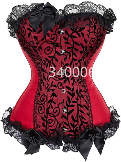 Free Shipping For Fashionable Lace Bow Corset Bustier - Brocade Lingerie Shapewear (XS-6XL)