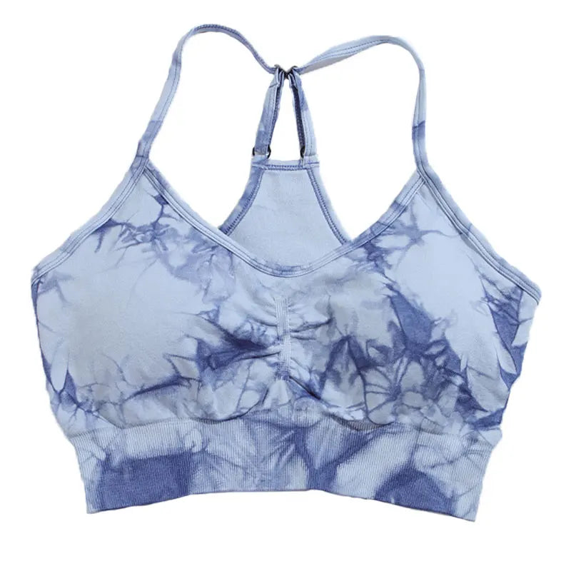 Tie Dye Sports Bra - Elastic Slim Fit with Chest Pad (S-XL)