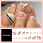 Free shipping for Fashion Nude Pink DIY Pedicure French Fake Toenails With Designs Removable Square Short Toe Nails Press On Nails False Toenail