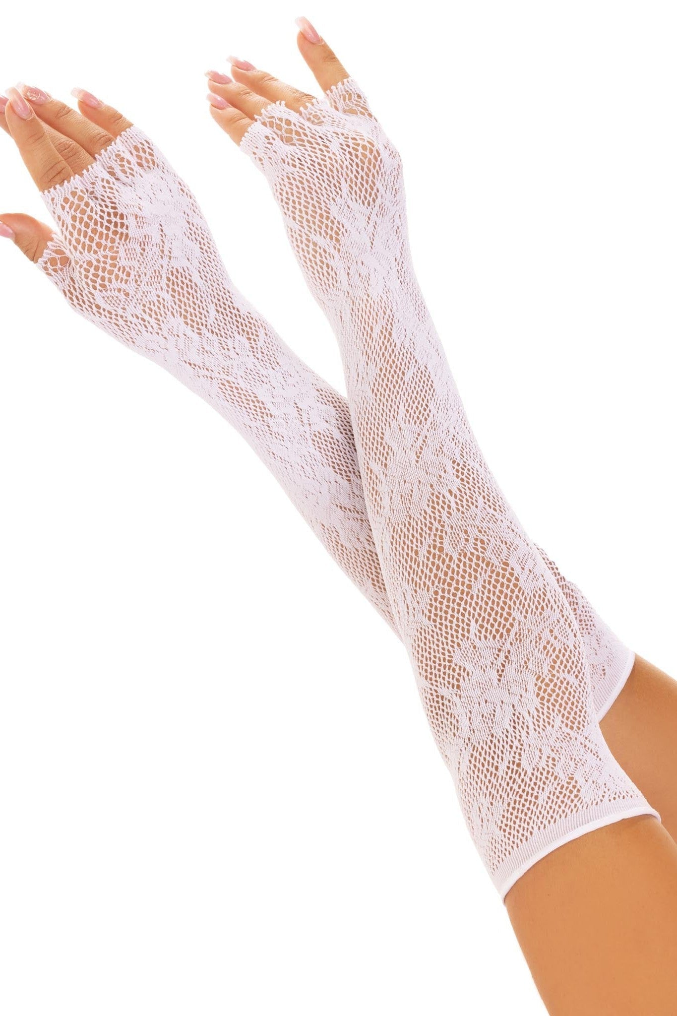 Free Shipping For Seamless Opera Length Floral Net Fingerless Gloves