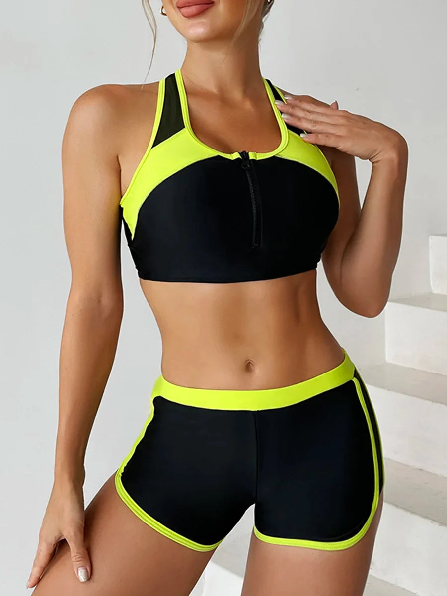 Free Shipping For Sporty Chic Zipper Bikini Set - Beachwear & Beyond (S-XXL)