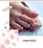 Summer French Toe Nails Set Press On Short Square Acrylic Nail Kits Wearable False Nails Nude Color Fashion Fake Feet Nail Tips