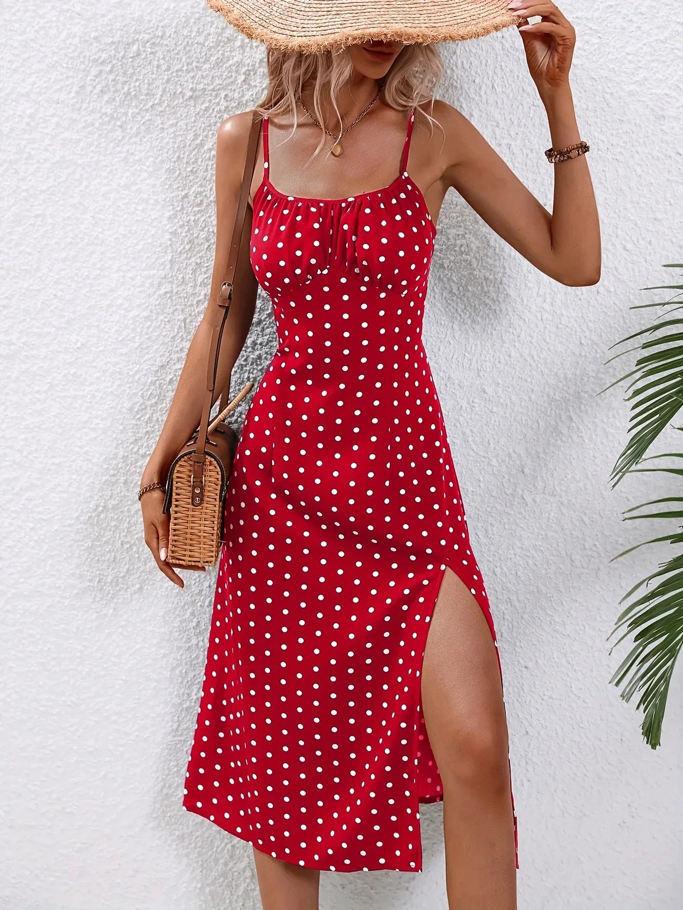 Floral Print Boho Beach Dress – Spaghetti Straps, Square Neck, Backless, Mid-Calf