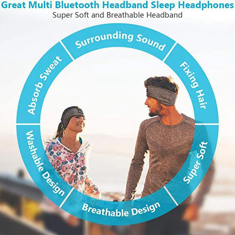 Free Shipping ForWireless Bluetooth Earphone Sleeping Band Headphone Music Headphones Soft Elastic Comfortable Sports Headband Music Headset