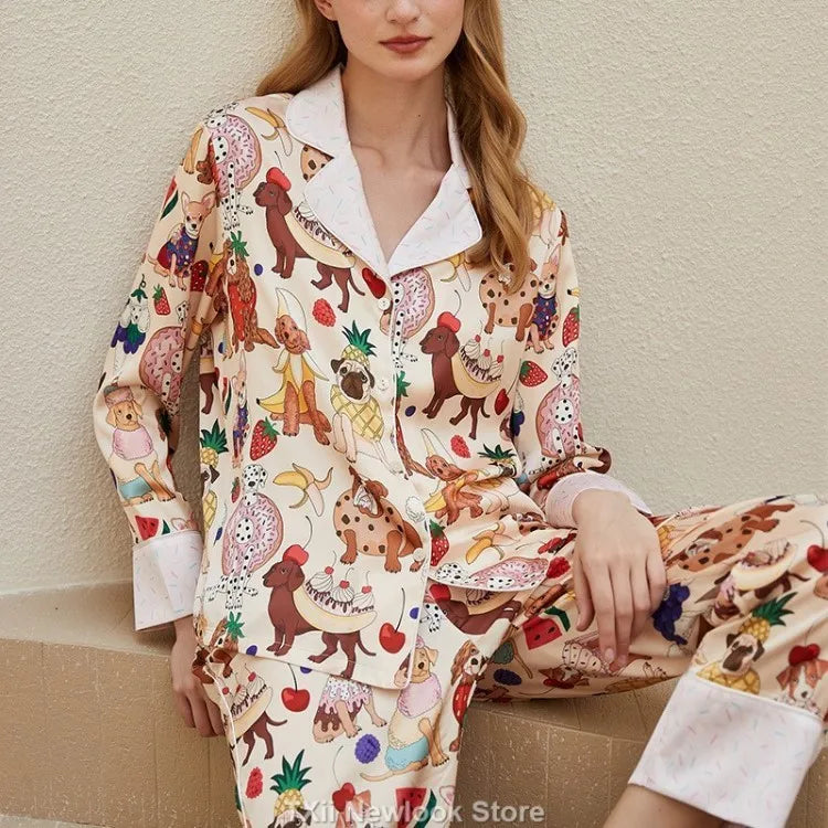 Free Shipping For Ice Silk Comfort - High-End Lapel Pajama Set for Spring/Summer (S-L)