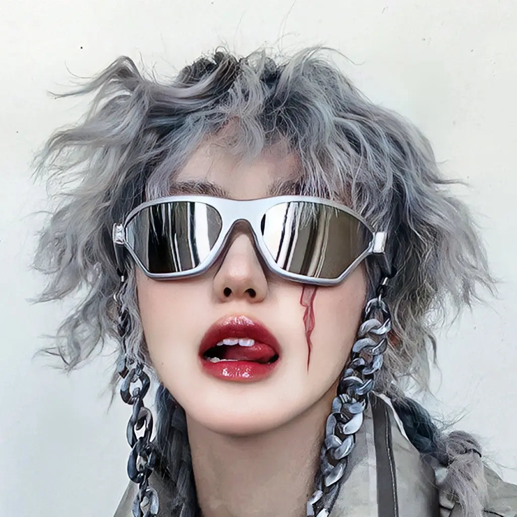 Free Shipping For 'Silver City' Irregular Festival Chain Sunglasses