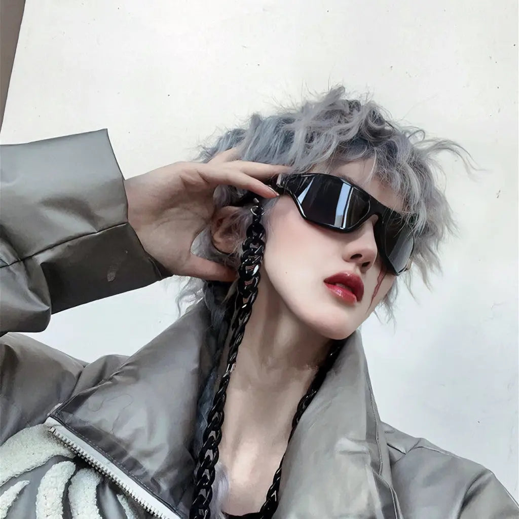 Free Shipping For 'Silver City' Irregular Festival Chain Sunglasses