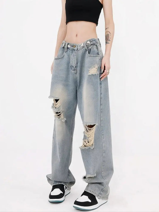 Free Shipping For 'Skydive' High Waisted Ripped Denim Jeans