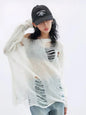 Free Shipping For 'Snow City' White Wasteland Punk Ripped Oversized Sweater