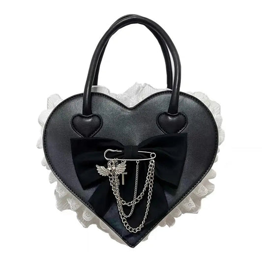 Free Shipping For 'Souffle' Kawaii Heart Shape Bowtie Hand Bag