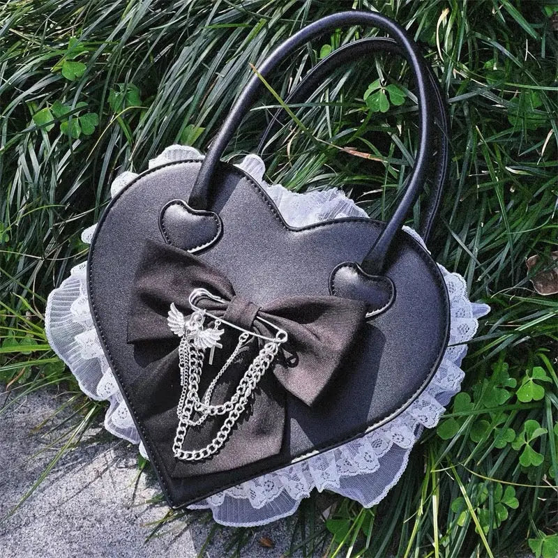 Free Shipping For 'Souffle' Kawaii Heart Shape Bowtie Hand Bag