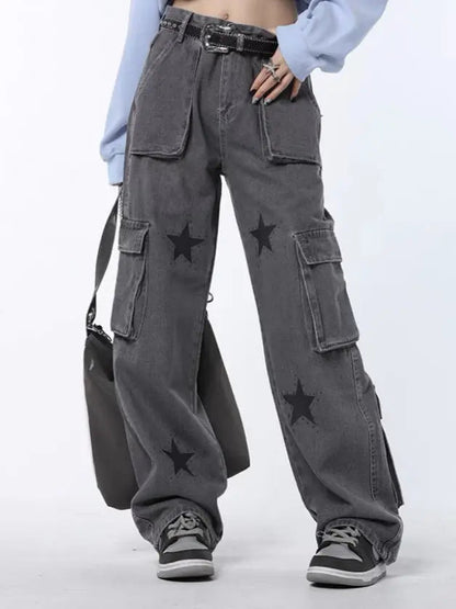 Free Shipping For 'Space & Me' Future Grey Star Wide-leg Pants